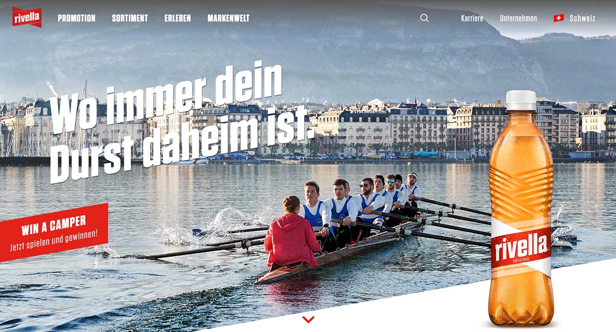 Rivellas Corporate Webseite nach dem Relaunch durch BlueGlass Interactive